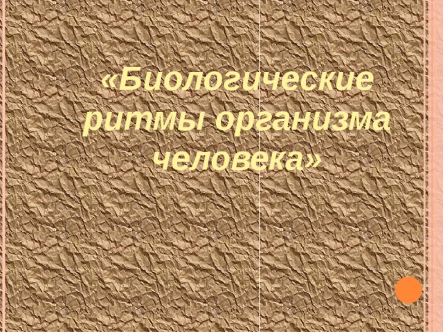 «Биологические ритмы организма человека»   