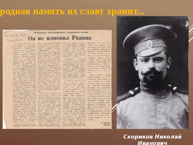 Народная память их славу хранит... Скориков Николай Иванович 