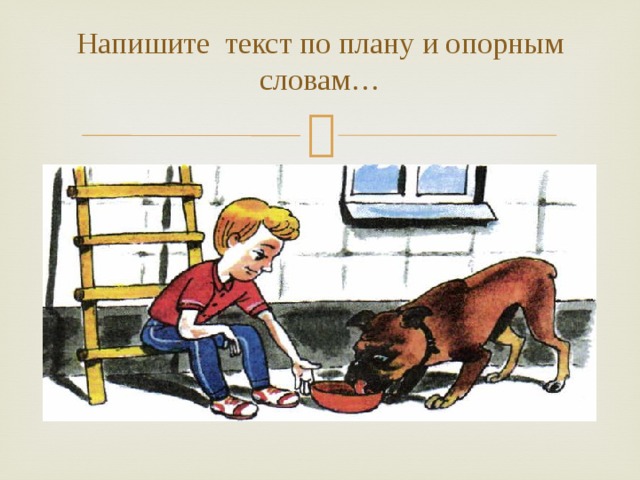 Напишите текст по плану и опорным словам… 