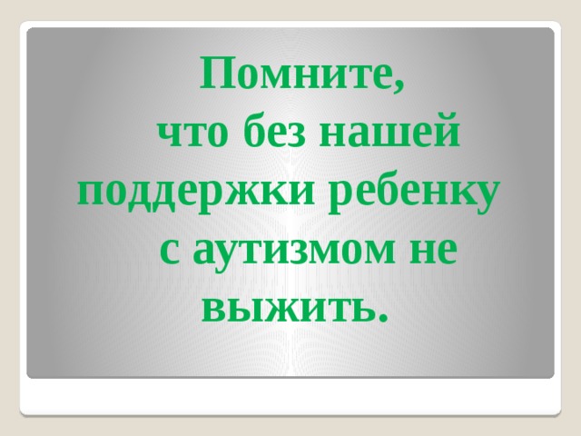 Помните, что без нашей поддержки ребенку с аутизмом не выжить. 