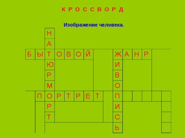 К Р О С С В О Р Д Изображение человека.   Н Б Ы А Т Ю О В Р П М О Й О Р Р Т Т Р Ж И Е А В Т Н О Р П И С Ь 