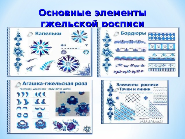 Основные элементы гжельской росписи 