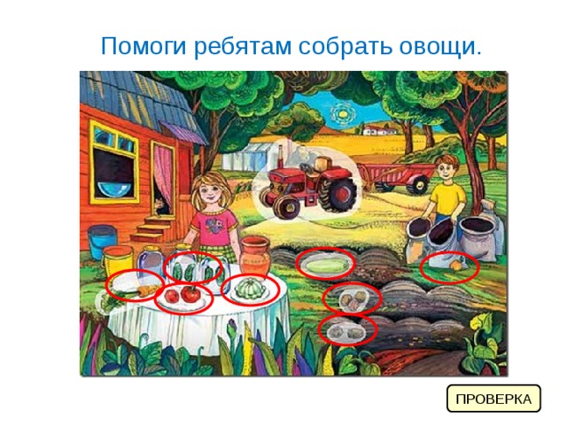 Помоги ребятам собрать овощи. ПРОВЕРКА 