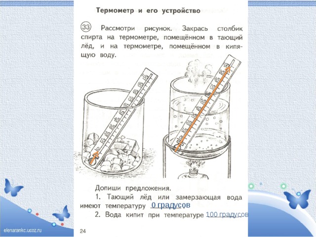 0 градусов 100 градусов 