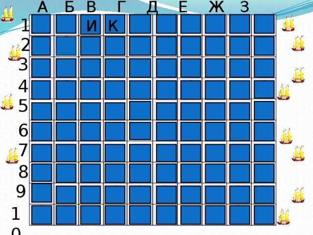 В Г Д Е Ж З И К Б А 1 2 3 4 5 6 7 8 9 10  