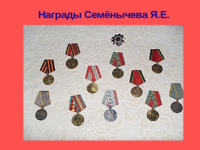 Награды Семёнычева Я.Е.  