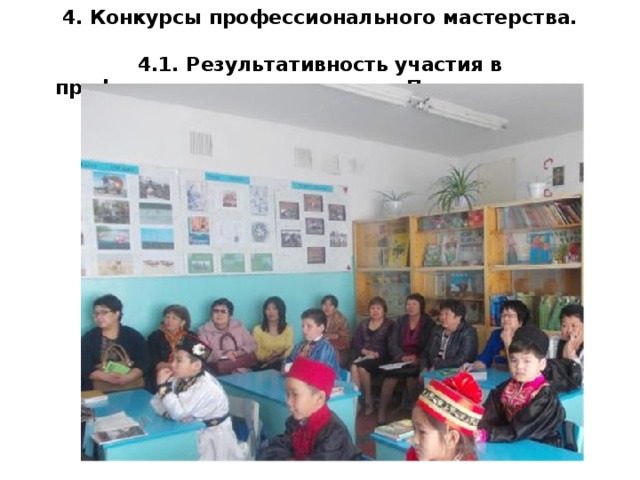 4. Конкурсы профессионального мастерства.     4.1. Результативность участия в профессиональном конкурсе «Педагог года».   