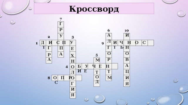 Кроссворд Г Р У  П А А И  Л Н Г О О В Р А  Ц Т М И Я Д И С П У Т И Ч Н О С Т Ь Г Р А Е Х Н О Л О Г И Я М  Т О Д Б У Ч Е Н И Е О П Р С 