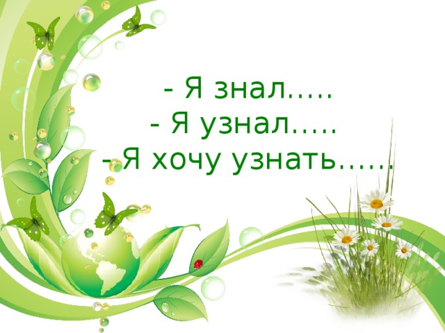 - Я знал…..  - Я узнал…..  - Я хочу узнать……   