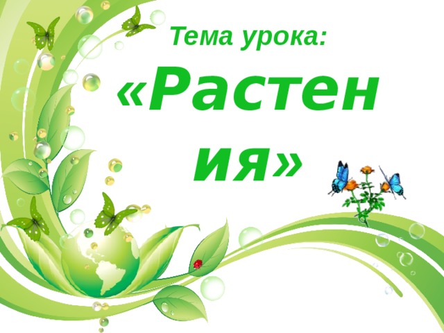Тема урока:  « Растения » 