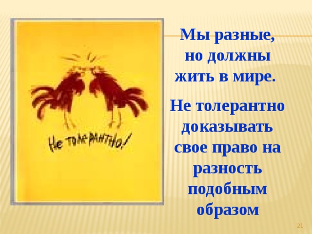 Мы разные, но должны жить в мире. Не толерантно доказывать свое право на разность подобным образом  