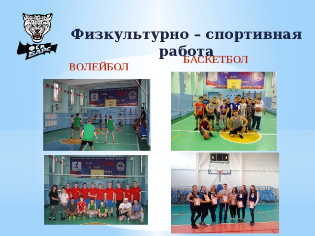 Физкультурно – спортивная работа Баскетбол Волейбол 