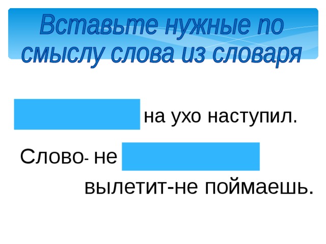 М е дведь на ухо наступил. Слово - не  в о р о бей,    вылетит-не поймаешь. 