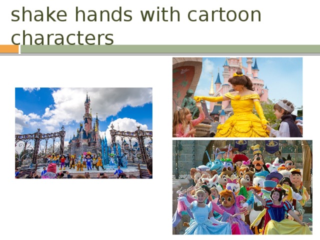 shake hands with cartoon characters 