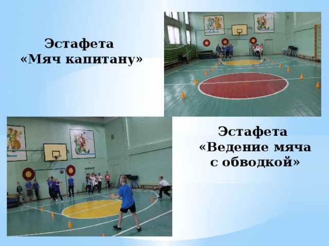 Эстафета «Ведение мяча с обводкой» Эстафета «Мяч капитану» 