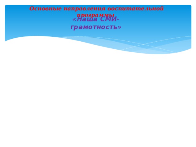 Основные направления воспитательной программы «Наша СМИ-грамотность» 
