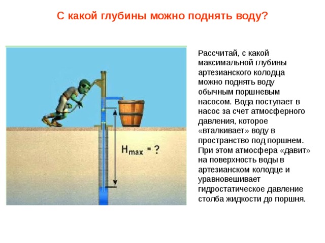 С какой глубины можно поднять воду? 