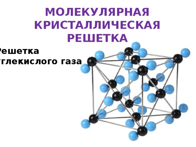 МОЛЕКУЛЯРНАЯ КРИСТАЛЛИЧЕСКАЯ РЕШЕТКА Решетка углекислого газа 