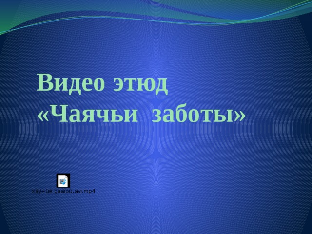 Видео этюд «Чаячьи заботы» 