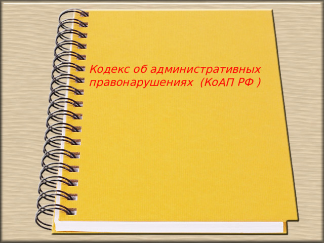 Кодекс об административных правонарушениях (КоАП РФ )  
