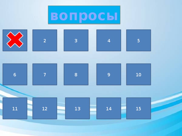 вопросы 5 4 3 2 1 1 5 4 3 10 10 9 8 7 6 9 8 7 6 15 14 13 12 11 11 12 13 14 15 