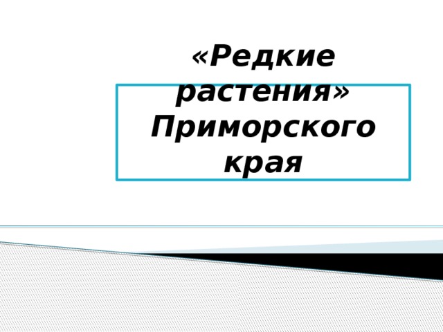 «Редкие растения» Приморского края 