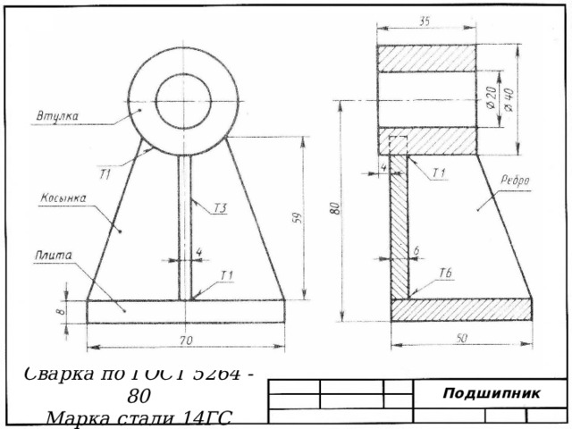Сварка по ГОСТ 5264 - 80 Марка стали 14ГС Подшипник 