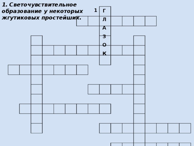 1. Светочувствительное образование у некоторых жгутиковых простейших. Г Л А З О К 1 