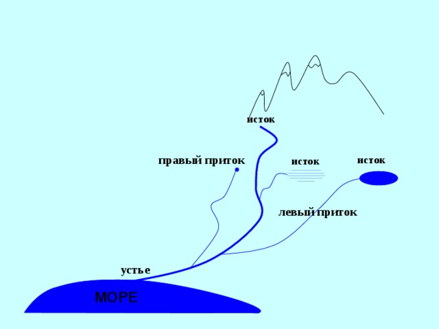 исток правый приток исток исток левый приток устье МОРЕ 