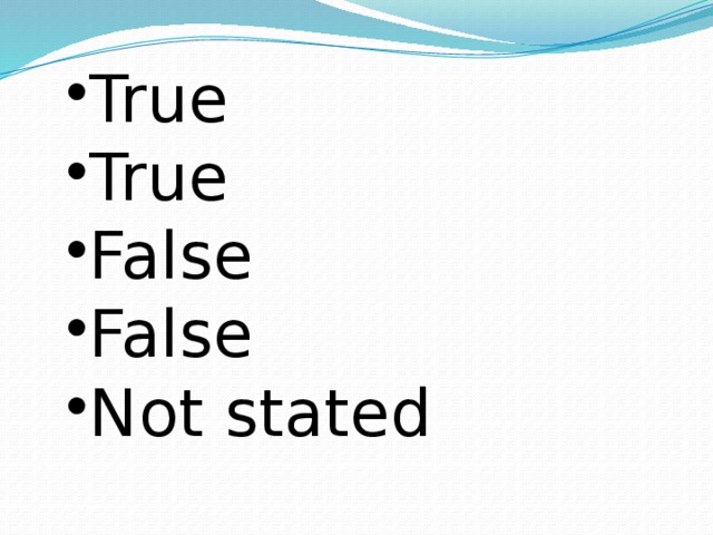 True True False False Not stated 
