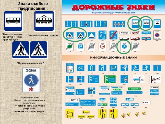 Знаки особого предписания : 