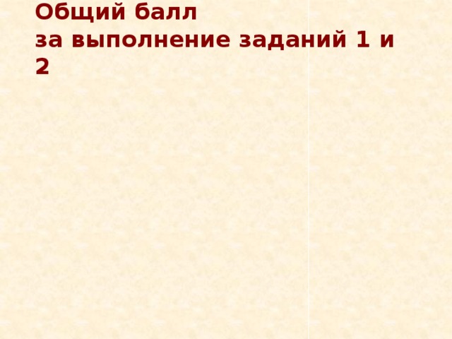 Общий балл  за выполнение заданий 1 и 2 