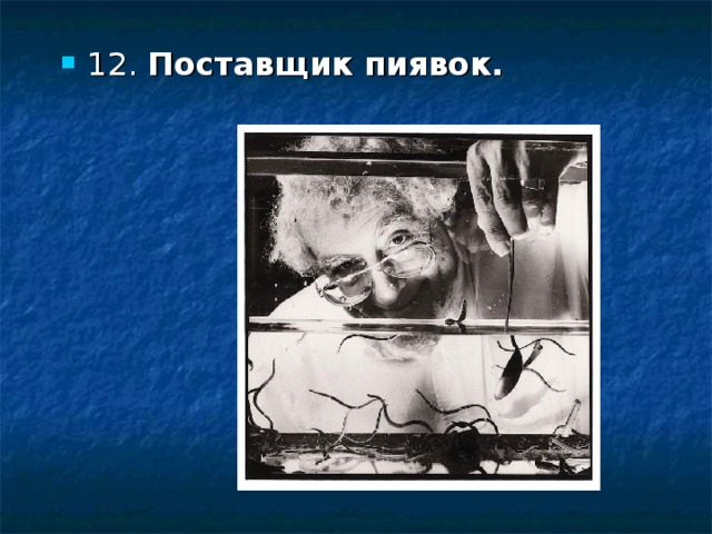 12. Поставщик пиявок.   