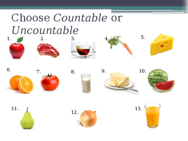 Choose Countable or Uncountable 5. 4. 3. 2. 1. 6. 9. 10. 8. 7. 11. 13. 12. 