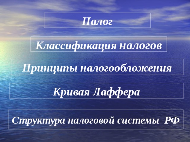 Налог Классификация  налогов Принципы налогообложения Кривая Лаффера Структура налоговой системы РФ 