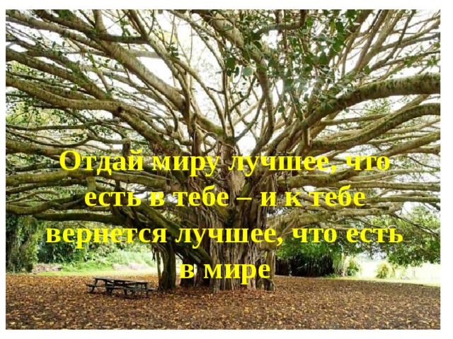 Отдай миру лучшее, что есть в тебе – и к тебе вернется лучшее, что есть в мире 