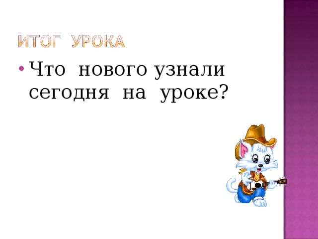 Что нового узнали сегодня на уроке? 