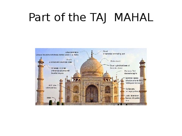 Part of the TAJ MAHAL 