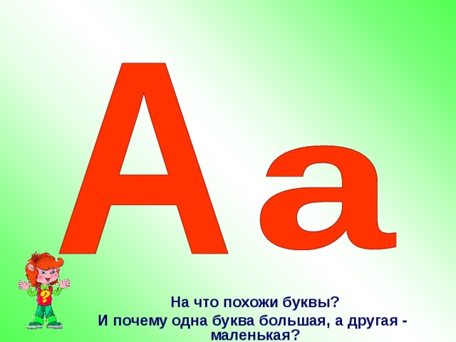 На что похожи буквы? И почему одна буква большая, а другая - маленькая? 