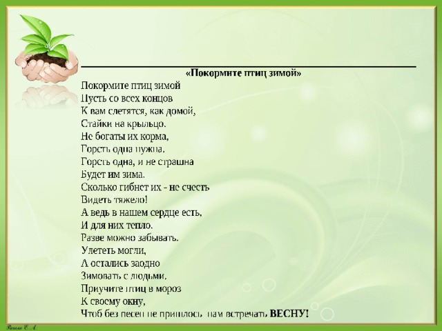 Покормите птиц зимой  
