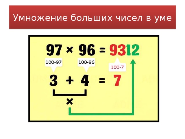 Умножение больших чисел в уме 