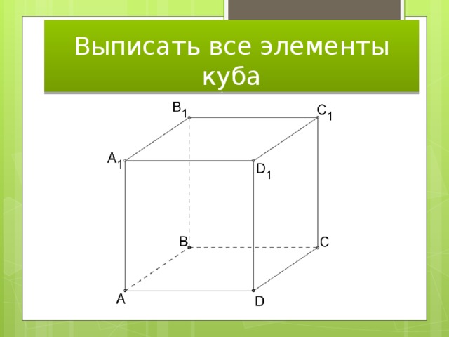 Выписать все элементы куба 