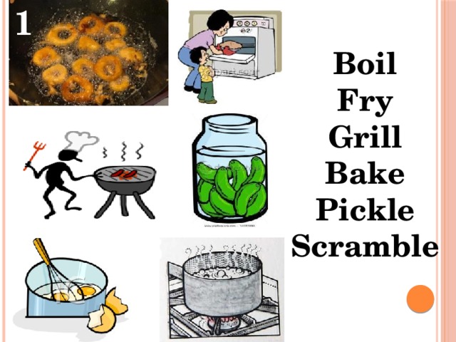 2 1 Boil Fry Grill Bake Pickle Scramble 4 3 5 6 