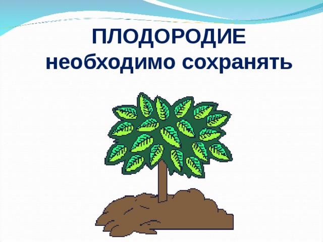 ПЛОДОРОДИЕ необходимо сохранять 