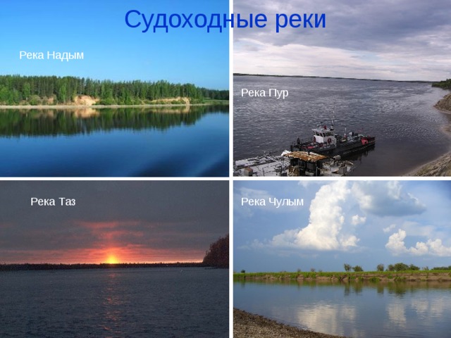 Судоходные реки Река Надым Река Пур Река Чулым Река Таз 