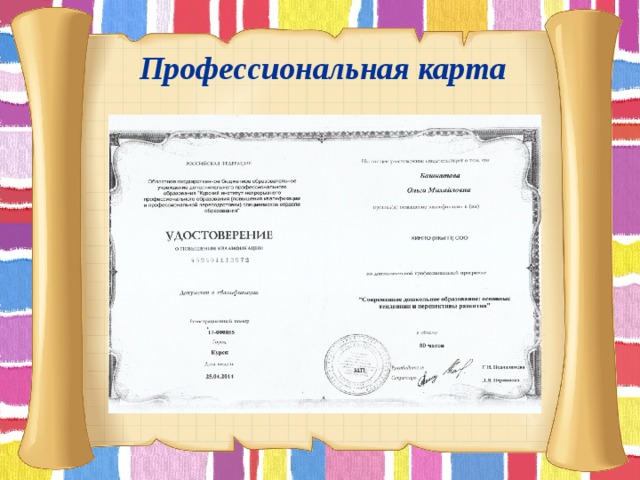 Профессиональная карта        