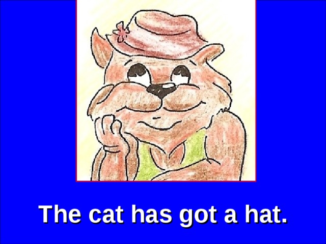 The cat has got a hat. 