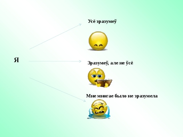 Усё зразумеў Я Зразумеў, але не ўсё Мне многае было не  зразумела 