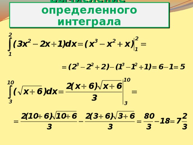 Вычисление  определенного интеграла 