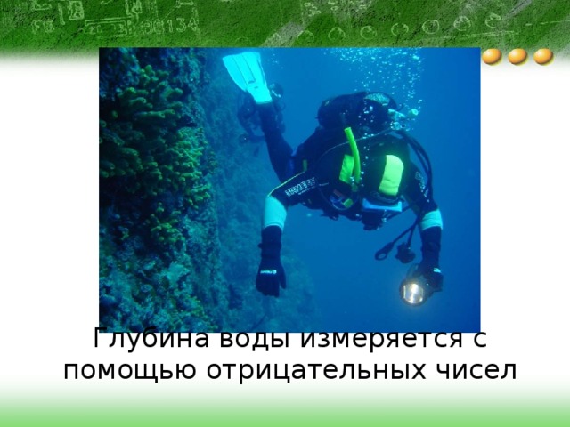 Глубина воды измеряется с помощью отрицательных чисел 